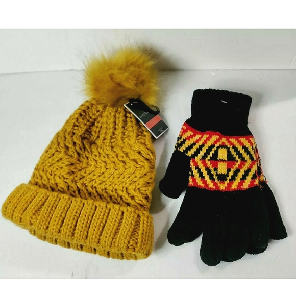 NEW! Westloop Knit Pom Cuff Beanie (Women Winter Hat Skull Cap & Gloves Set). - Picture 2 of 14